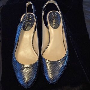 Leather heels with Nike Air and alligator print